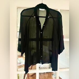 Chic Black Sheer Women's Blouse